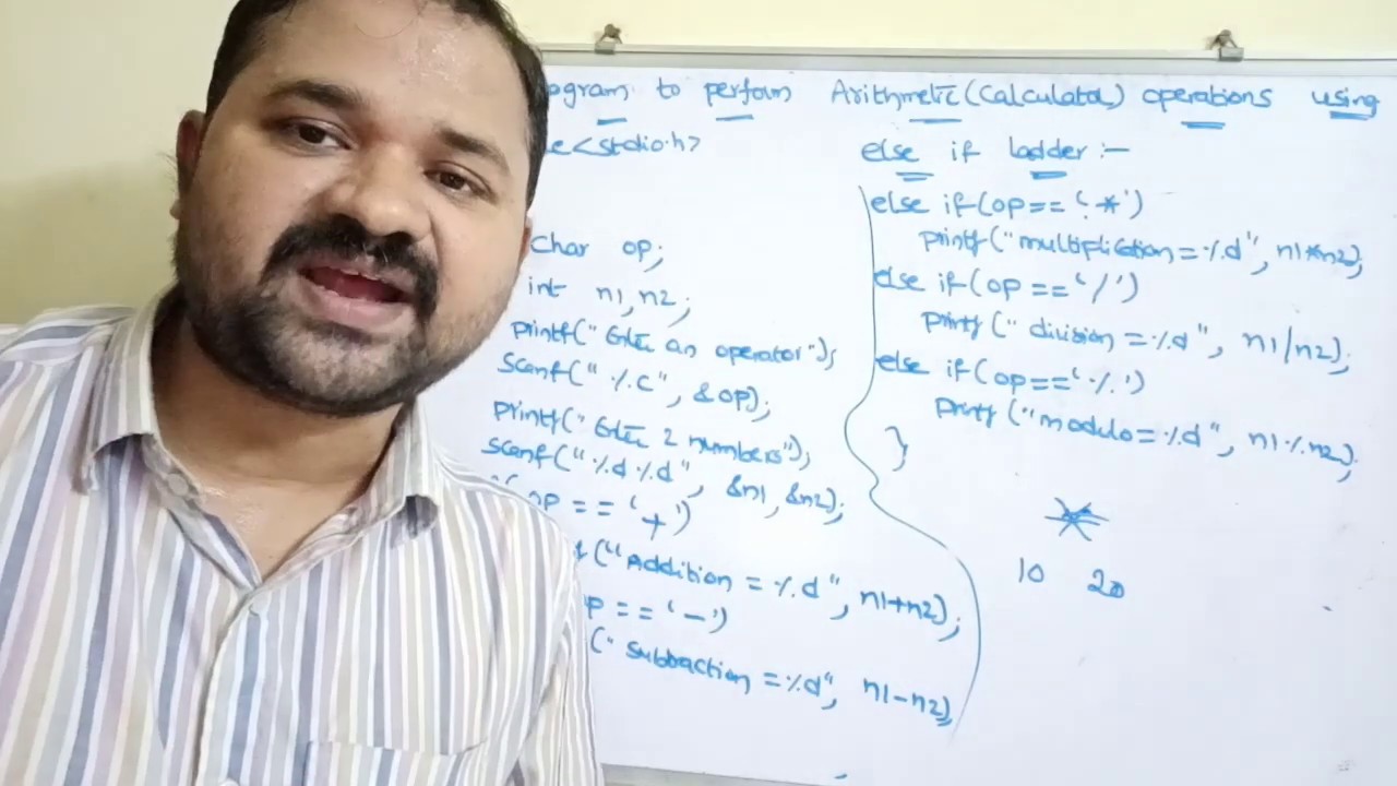 arithmetic operations using else if ladder in c|c program for simple calculator using if else if