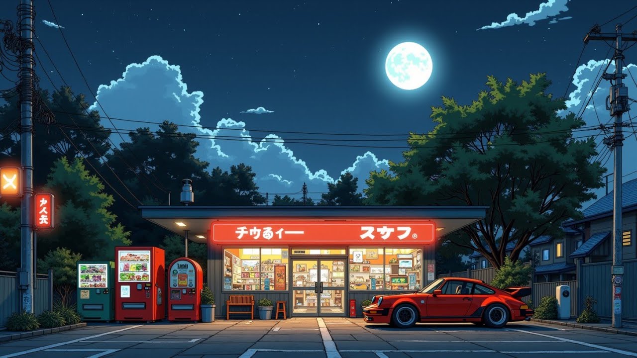 Nostalgic Japanese Night Drive & Retro 80s Lofi Hip Hop 🌕 Chill Vibes
