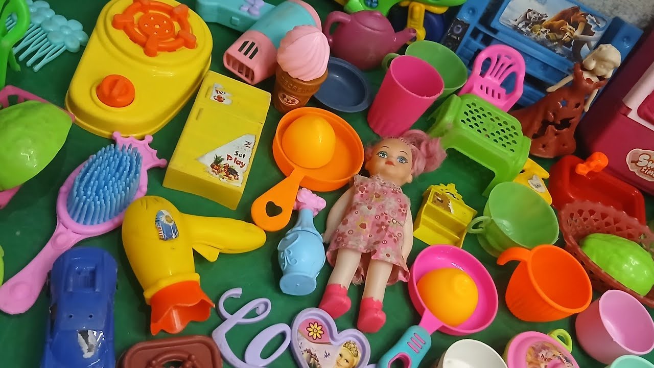 Satisfying with unboxing #colr full miniature barbie kitty table chairs set toys #video #asmr 