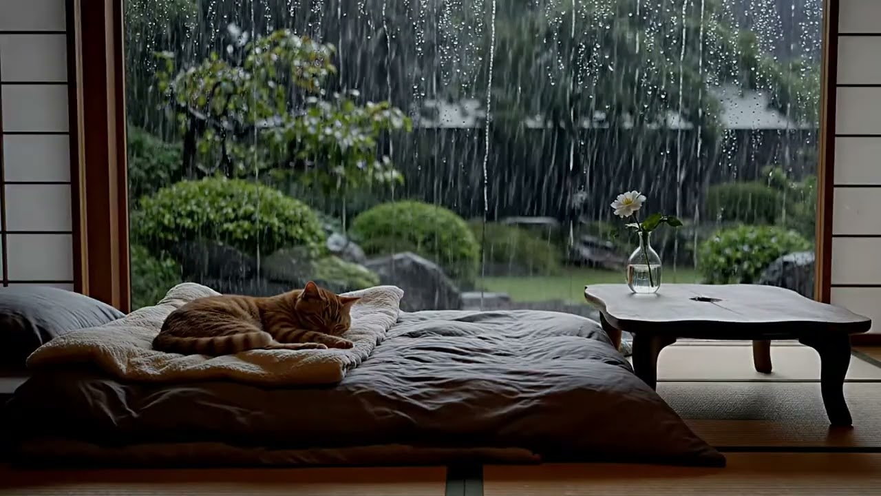 Relaxing Rain in Cozy Japanese Room | Deep Sleep, Relaxation & Anxiety Relief