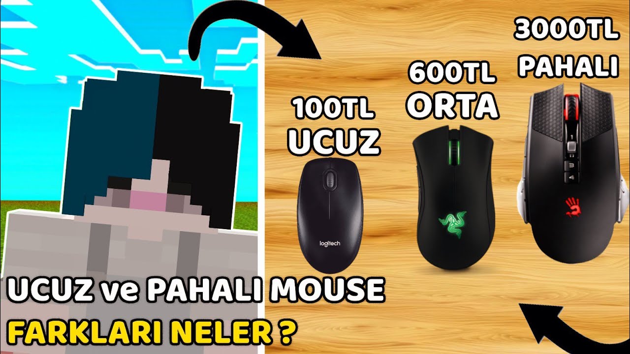 Bedwarsta UCUZ ORTA ve PAHALI mouse ile oynadım
