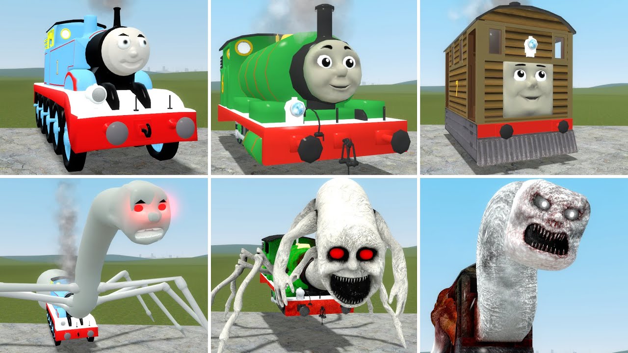Thomas Train,Toby Train,Percy Train turned into Cursed in Garry's Mod