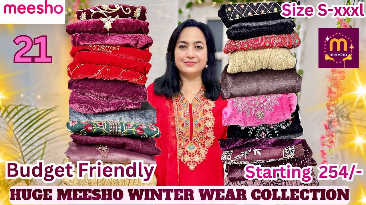 😍Meesho Top 21 winter wear Collection Starting Rs.254😍velvet kurta sets/Cardigan/Woolen Tops #meesho