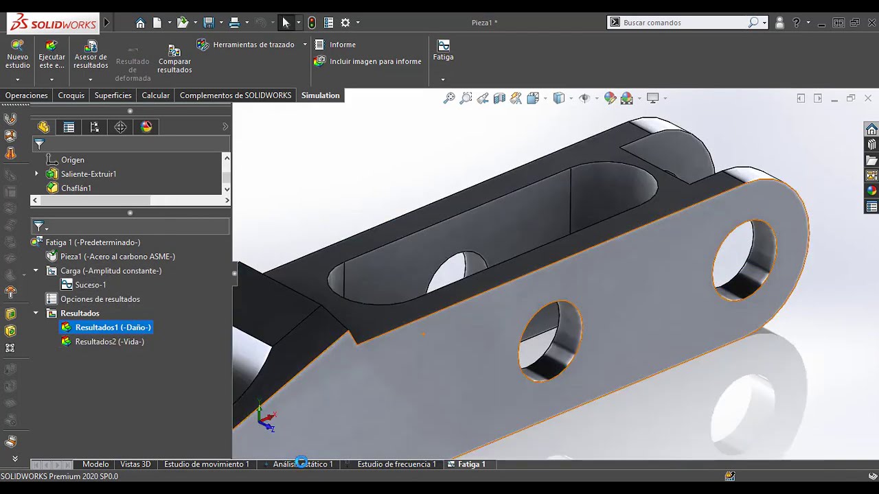 Análisis CAE Tensión, Modal y Fatiga con Solidworks