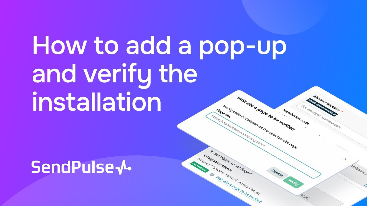 How to add a pop-up and verify the installation