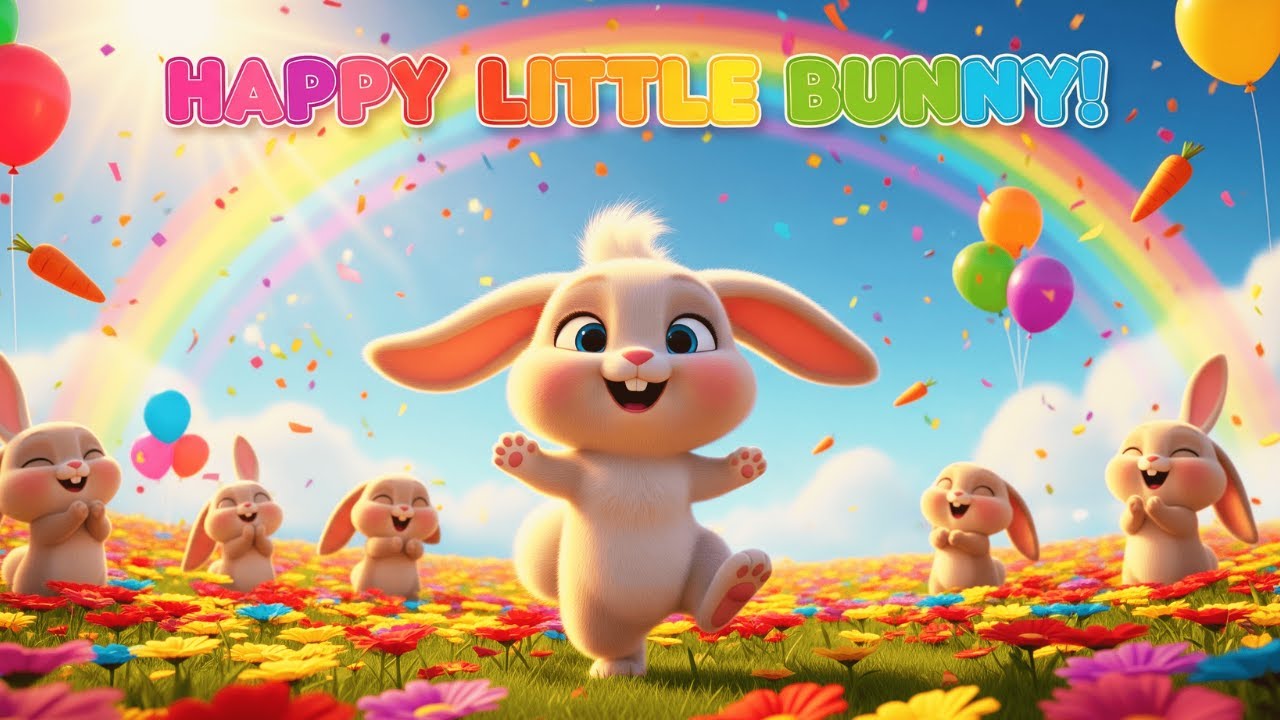 🐰 Happy Little Bunny Song 🎶 | Adorable 3D Cartoon Nursery Rhyme for Kids | Fun Sing-Along Adventure!