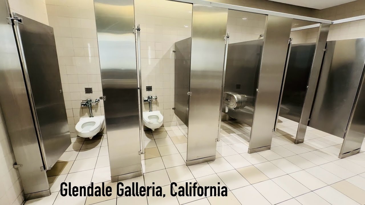 Men’s Restroom Kohler Urinal & Toilet Flush | Dyson Airblade Hand Dryer | Glendale Galleria Mall, CA