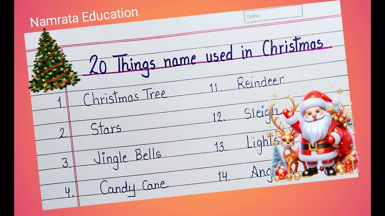 20 Things name used in Christmas festival / Christmas decorations things name in English