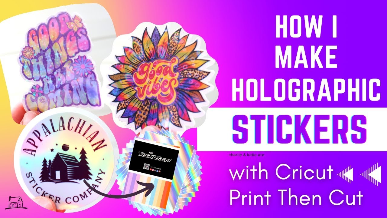 How to Make Holographic Stickers Using Cricut Print Then Cut🦋Die Cut Stickers Tutorial