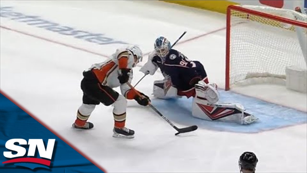 Isac Lundestrom Slides Puck Through Elvis Merzlikins Legs On Breakaway