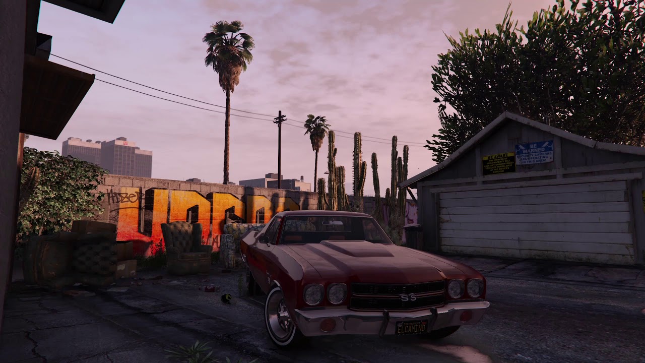 Ambient Back Alley View | El Camino GTA V (Ambient Street Sounds | ASMR) 1440p60