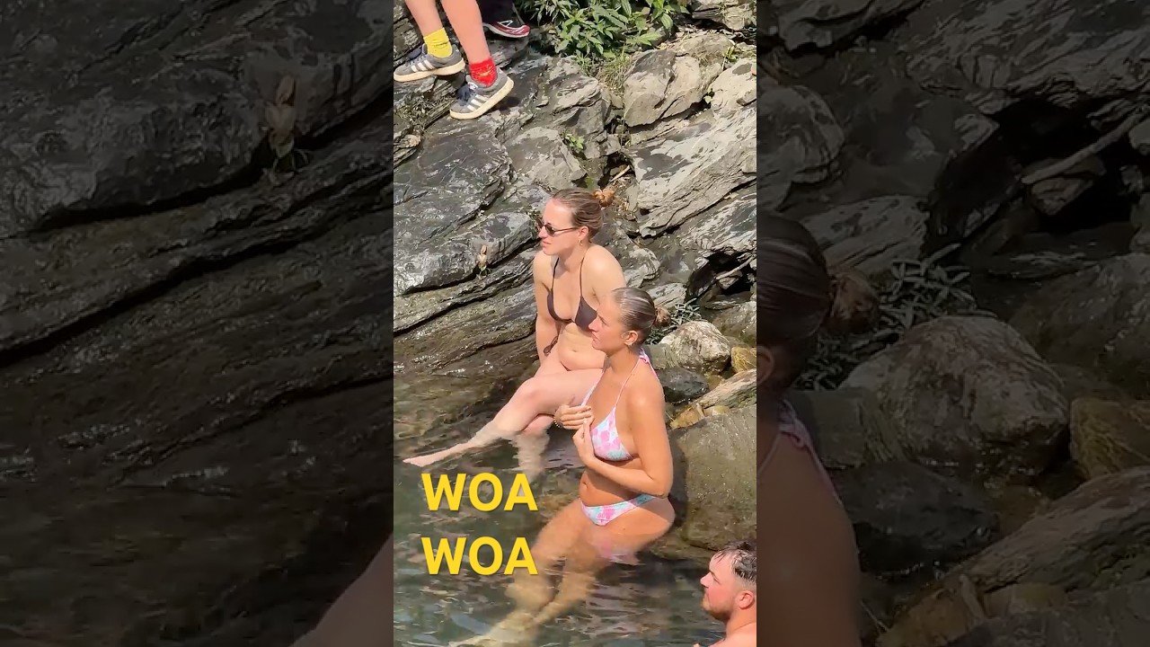 Autumn Vibes & Beautiful Girls by the Waterfall 🍂💖 A Perfect Scene  #jumpthefalls