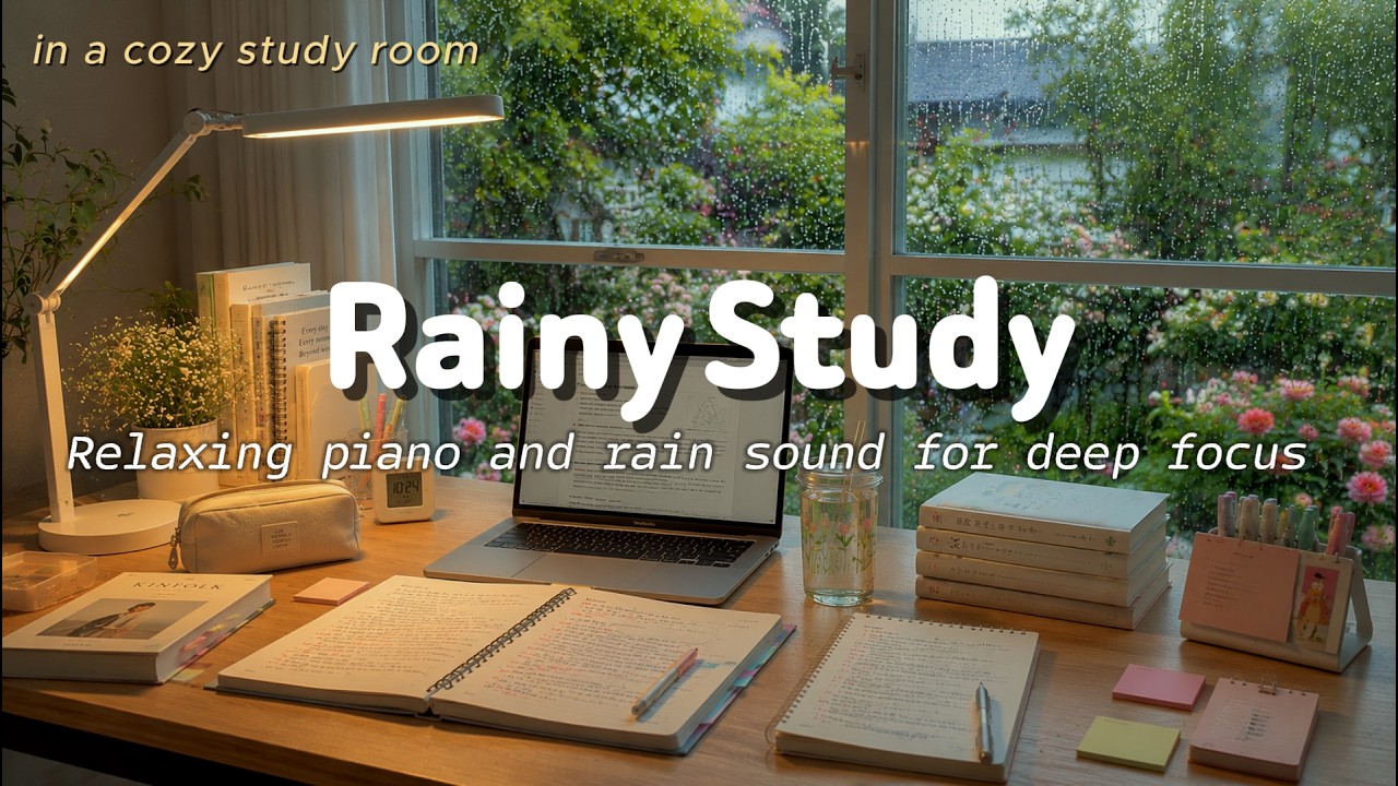 📝 1 HOUR OF FOCUS | 🌧️ Relaxing Piano & Rain Sounds for Studying, Deep Focus, Reading & Learning