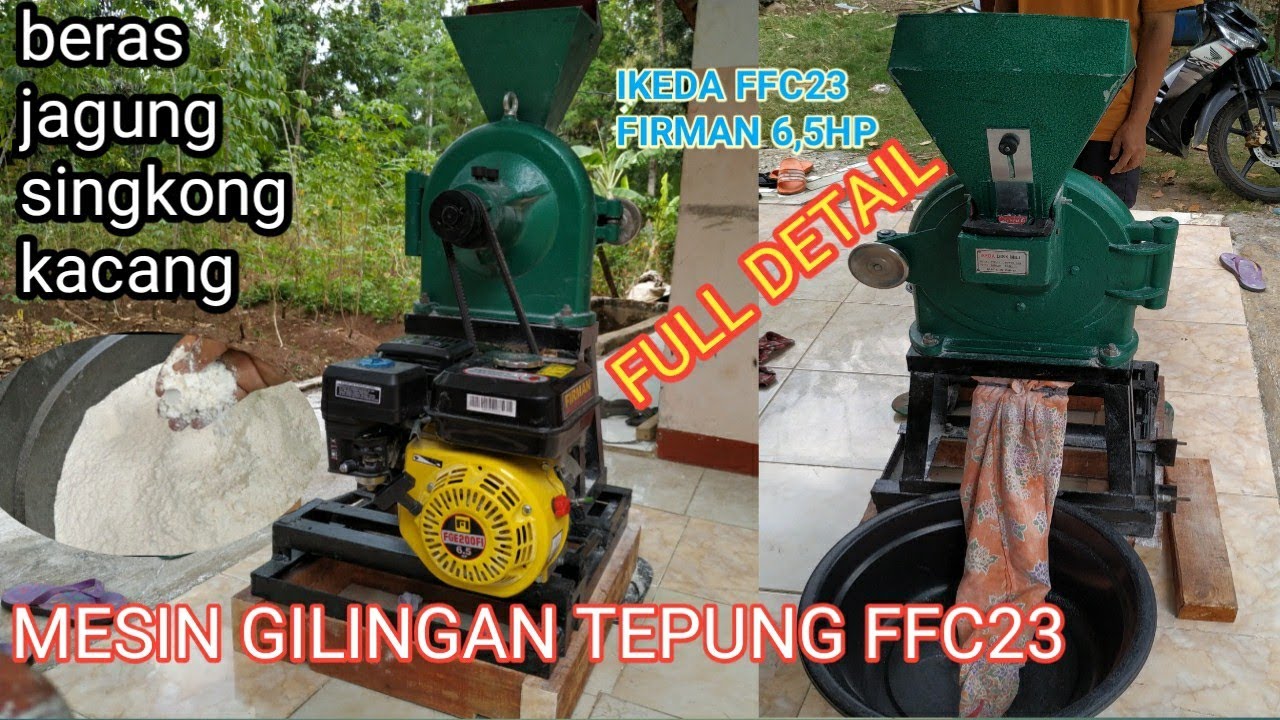 GILINGAN TEPUNG FFC23 MESIN  IKEDA DISKMILL SERBAGUNA FULLDETAIL Dengan Penggerak Firman GX200 6,5HP