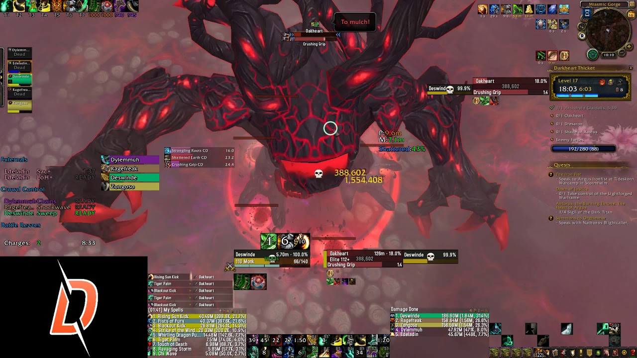 DHT+17 - Raging, Necrotic, Tyrannical (7.3.5) Windwalker Monk PoV