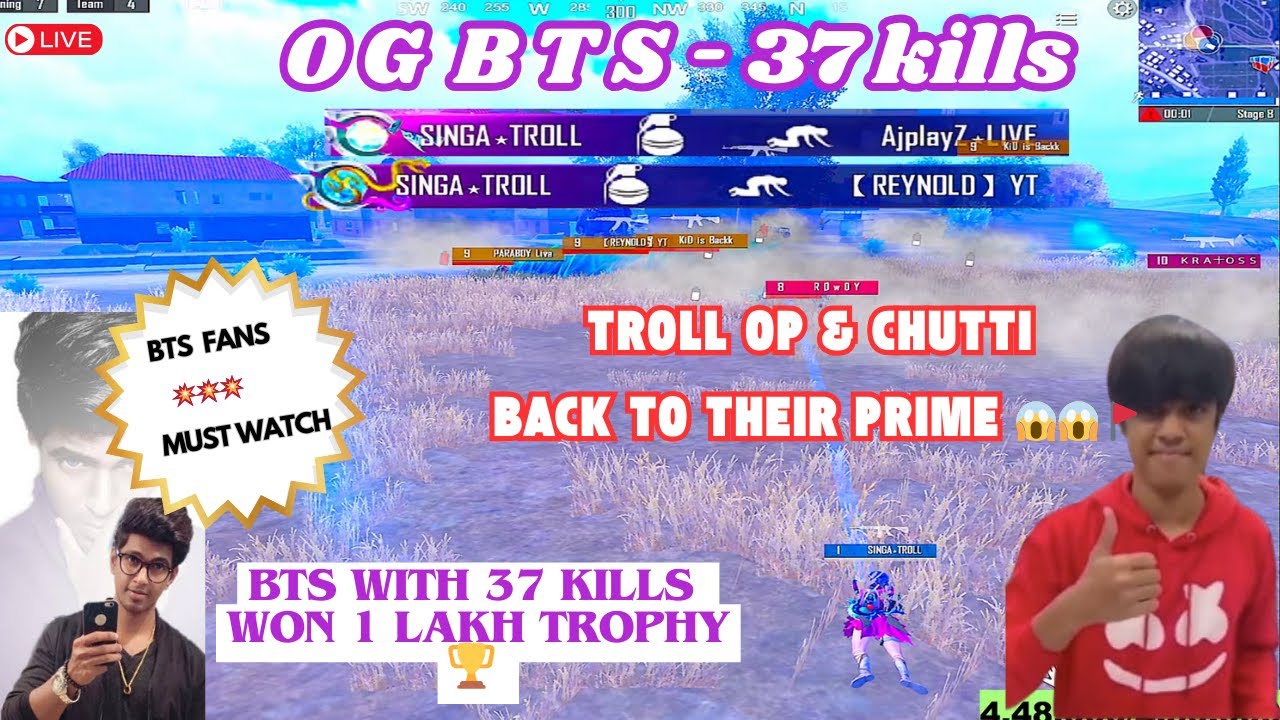 TROLL AND CHUTTI BACK TO THEIR PRIME | BTS WITH 37 KILLS  WON 1 LAKH TROPHY | @trollopyt OVERPOWERED