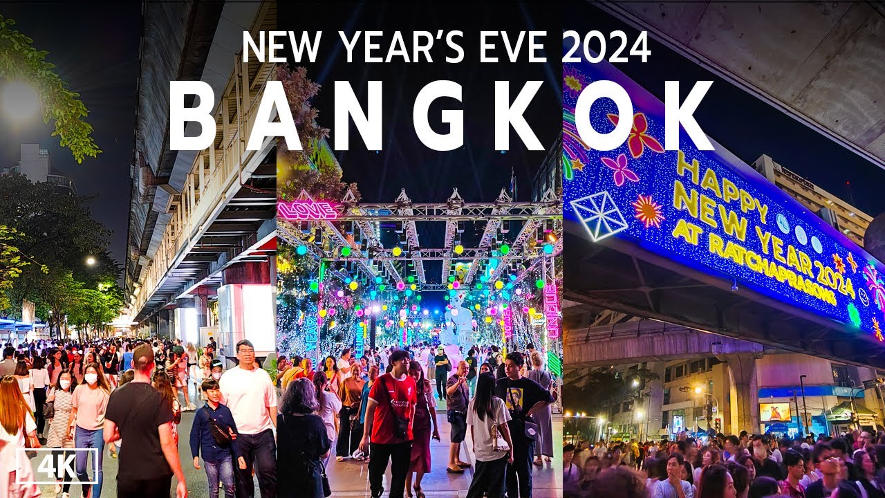 Bangkok New Year's Eve Night Before Countdown to 2024 Walking Tour [4K]