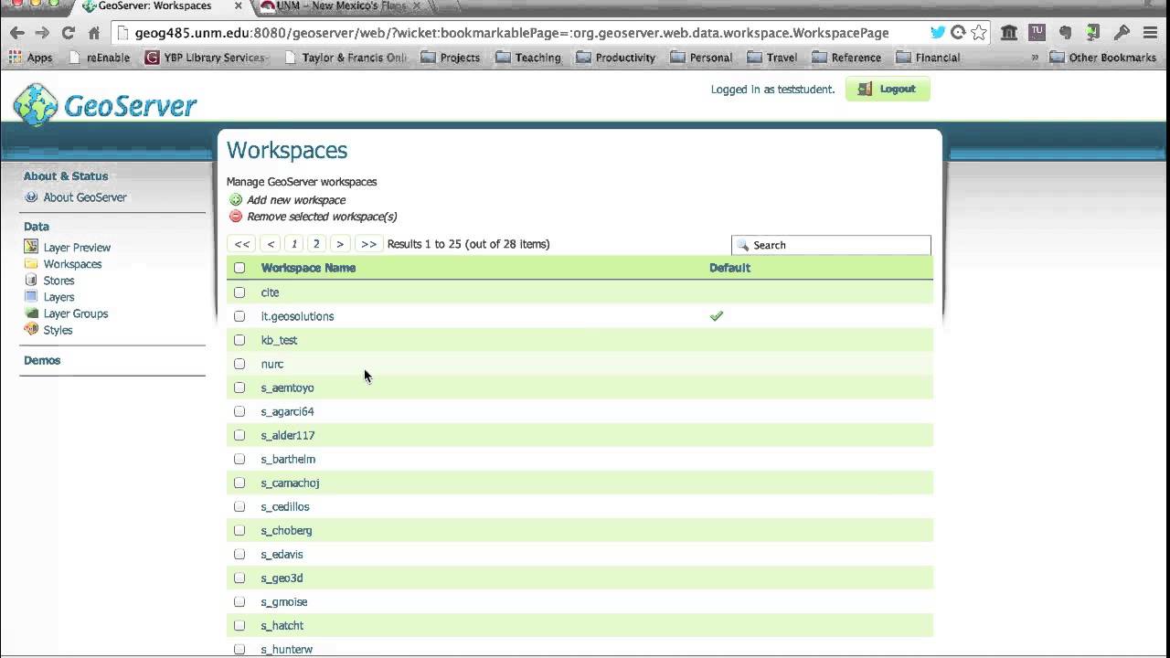 GEOG 485L/585L GeoServer configuration and data workflow demonstration
