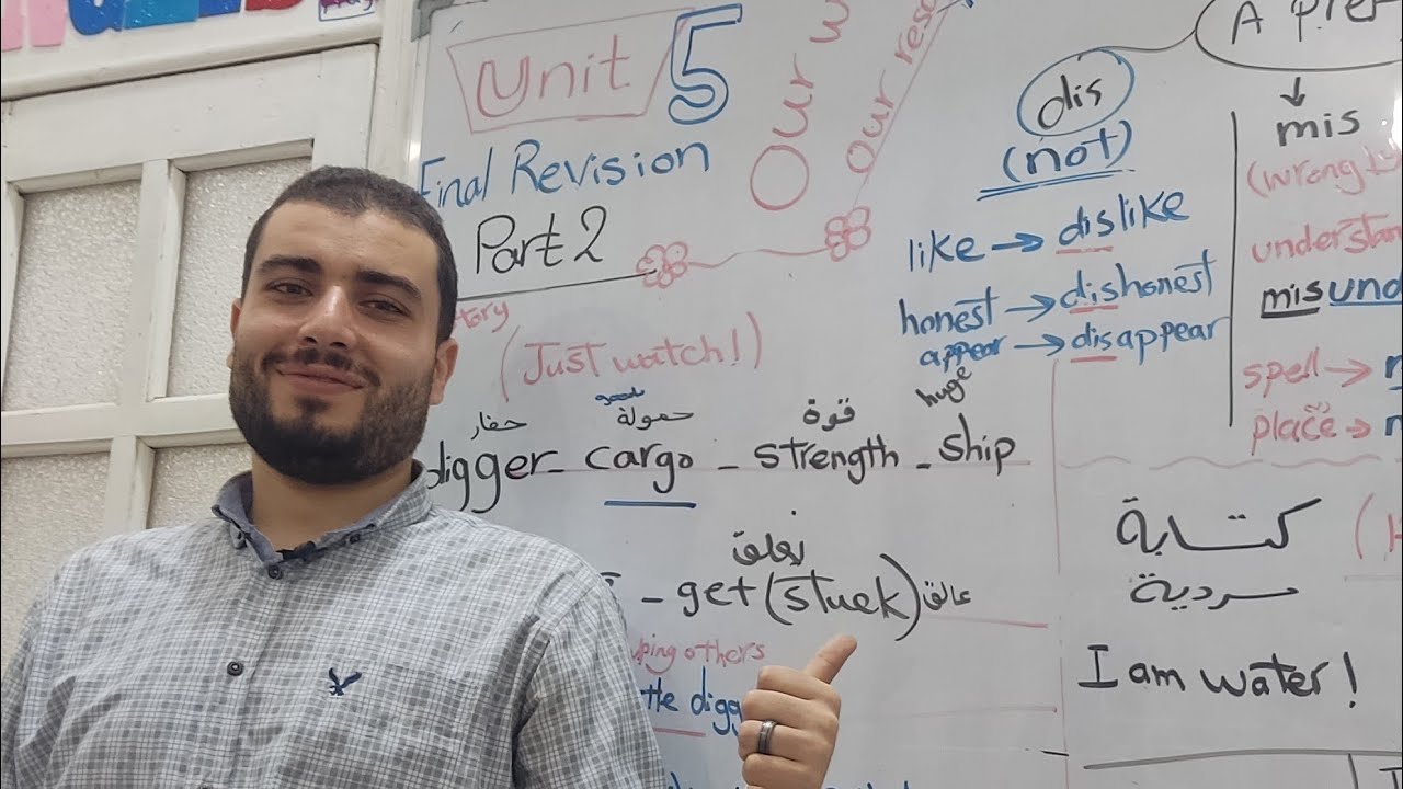 الصف الخامس الابتدائي ،لغة إنجليزية English, مراجعة الوحدة الخامسة الجزء الثاني 