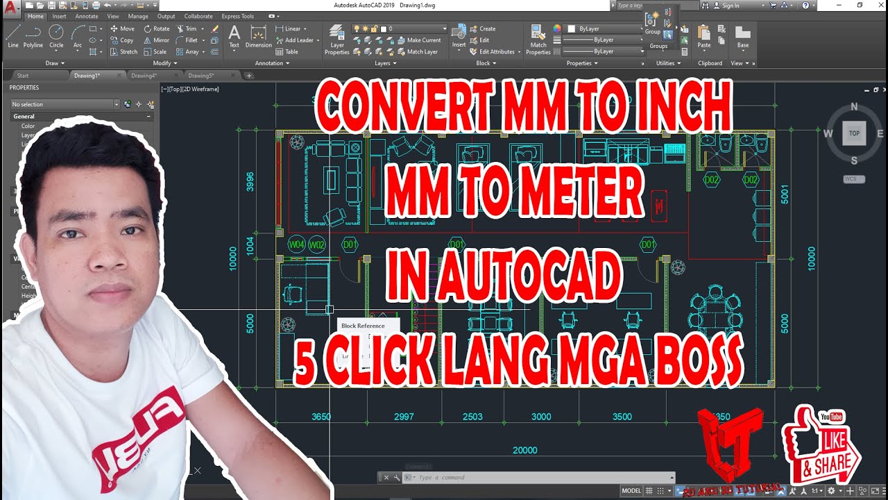 CONVERT MM TO INCH IN AUTOCAD 5 CLICK LANG