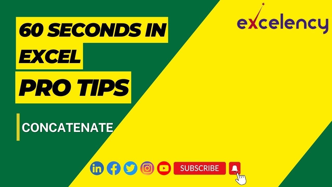 60 Seconds in MS Excel - Pro Tips (CONCATENATE FUNCTION)