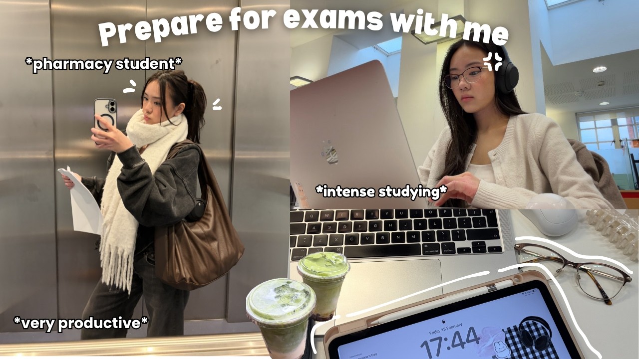 study vlog 🎧  PRODUCTIVE days in my life before my EXAM, late nights, healthy habits, student life