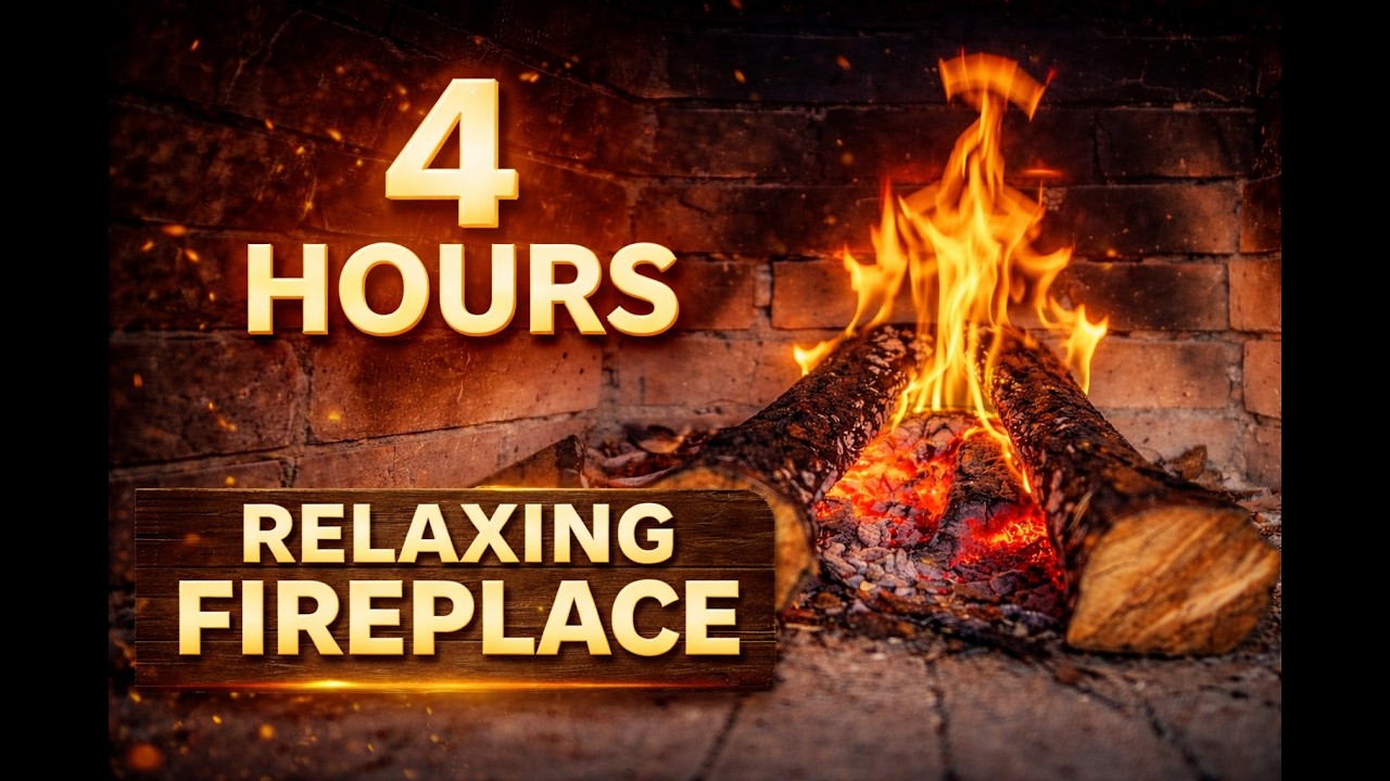 4 HOURS Relaxing Fireplace Ambience 🔥 Crackling Fire Sounds for Sleep, Stress Relief & Cozy Nights