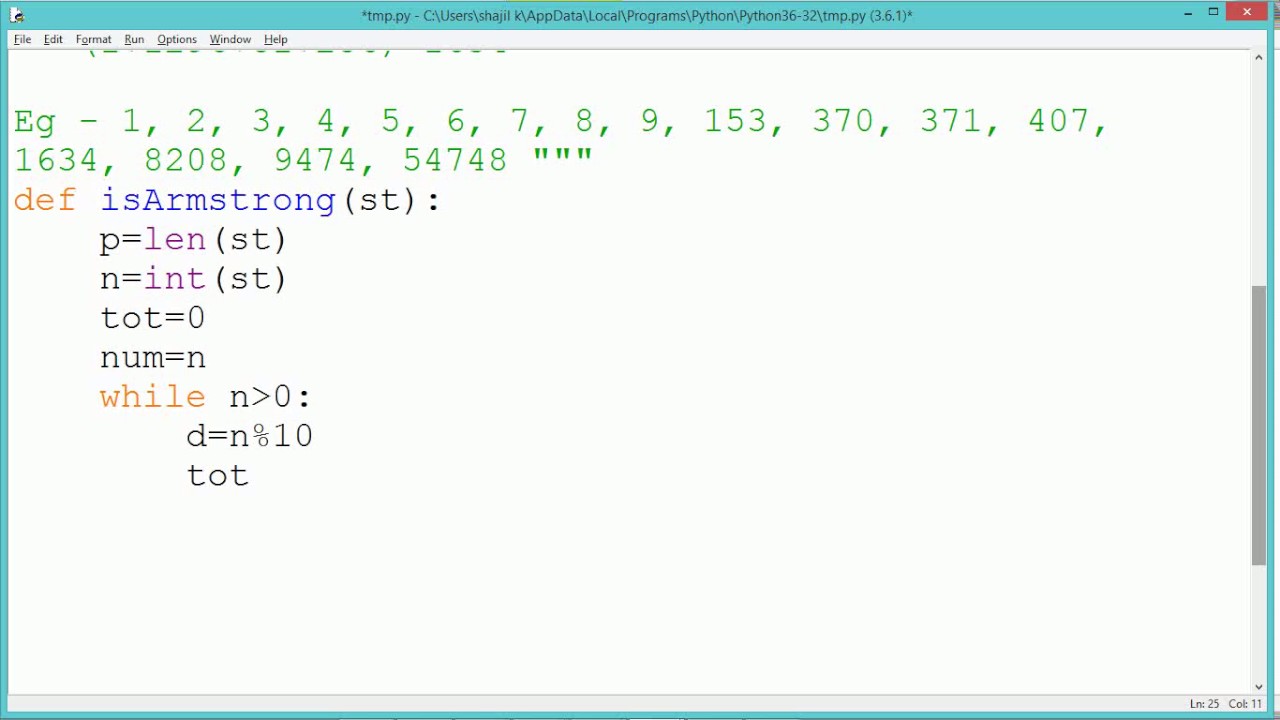 Python Program - Armstrong or Not