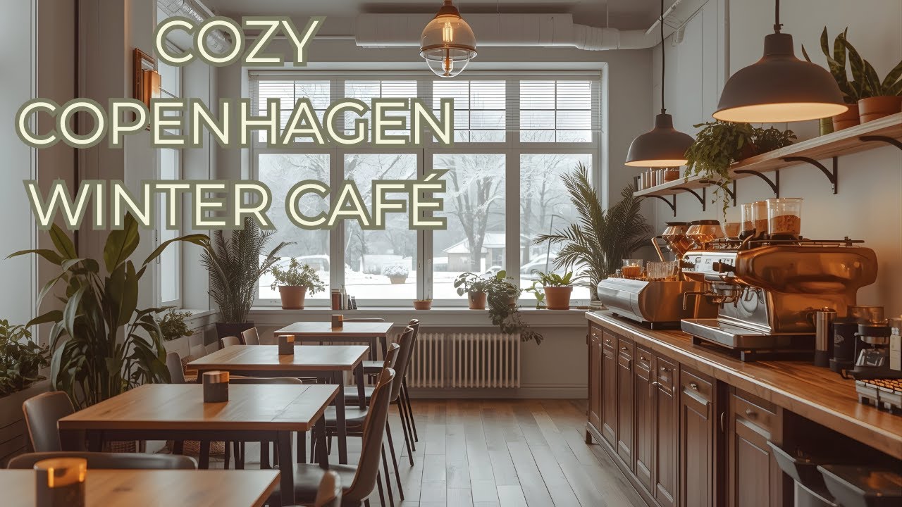 Copenhagen Coffee Roastery Ambience ☕ Cozy Café with Snow & Jazz Music for Studying | 1 Hour