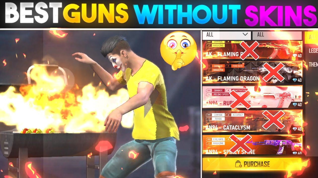 Top 5 best guns in free fire without gun skins 2022 l Poweful guns in free fire l🤫🤫