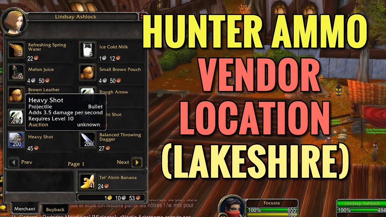Redridge Mountains (Lakeshire) Hunter Ammo Vendor - WoW Classic