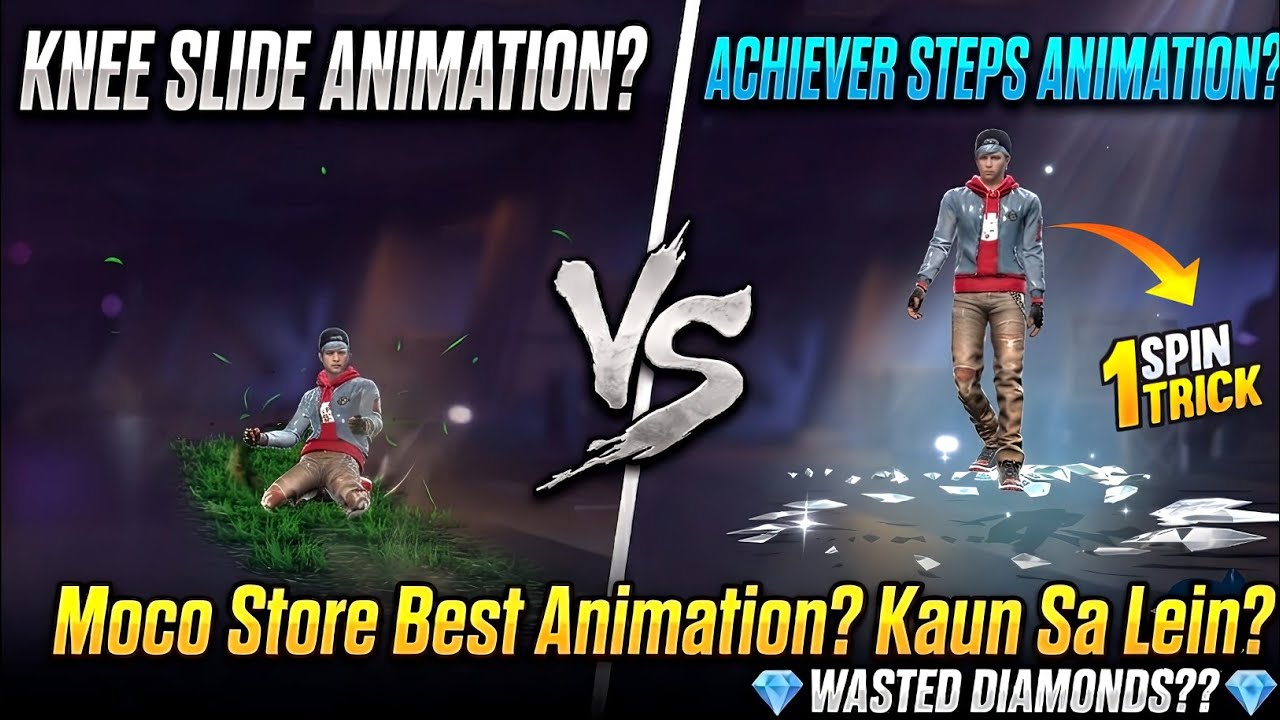 NEW ANIMATION 1 SPIN TRICK | FREE FIRE MOCO STORE ACHIEVER STEP x KNEE SLIDE BEST ANIMATION KONSA H