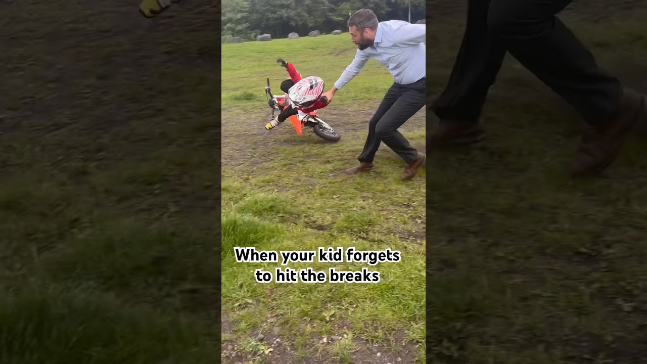 Switching between petrol & electric bikes proves tricky for a 5 year old.  #mx #motovlog #viralshort