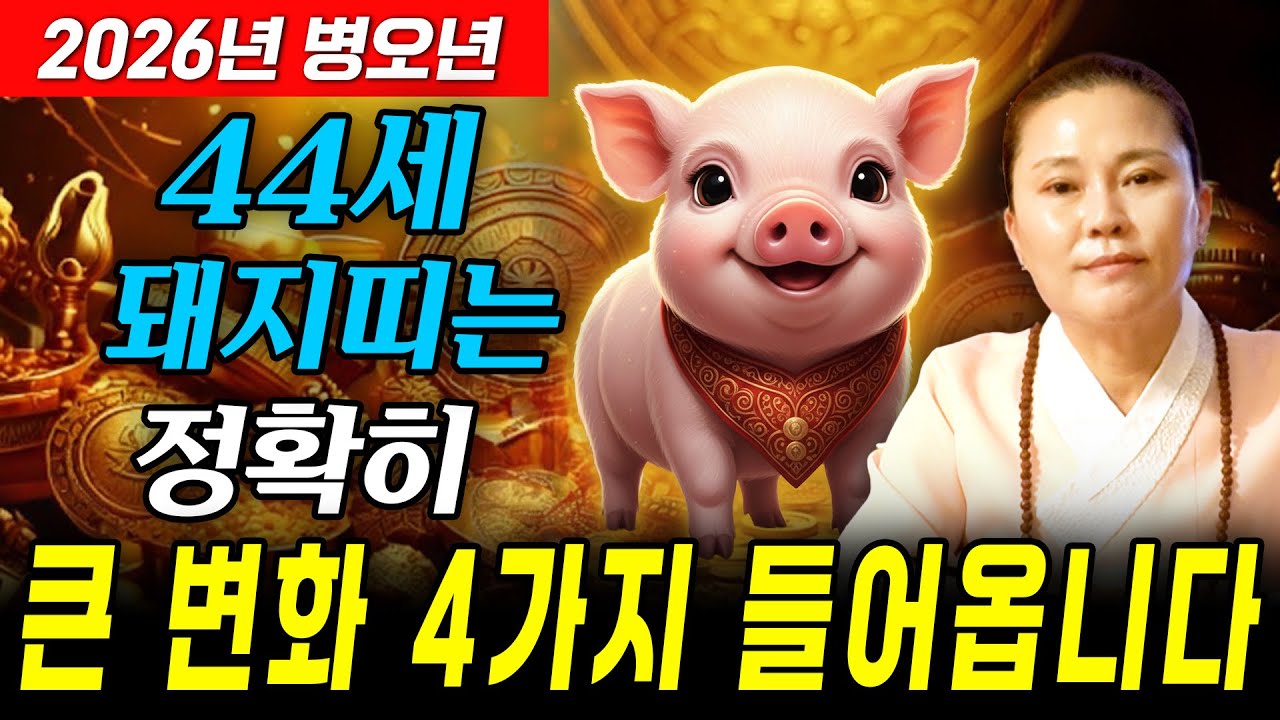 🌟2026년 1983년생 44세 돼지띠 신년운세🌟올해부터 내 인생이 달라집니다!! 평생 놀고 먹을 금전 들어오고 문서,귀인까지 초대박나는 83년생 44세 돼지띠의 병오년 신년운세!