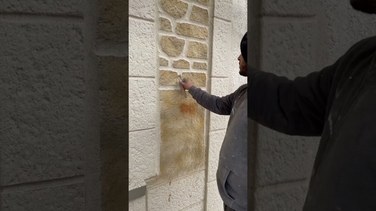 Imitation stone carved by hand with lime plaster #shorts