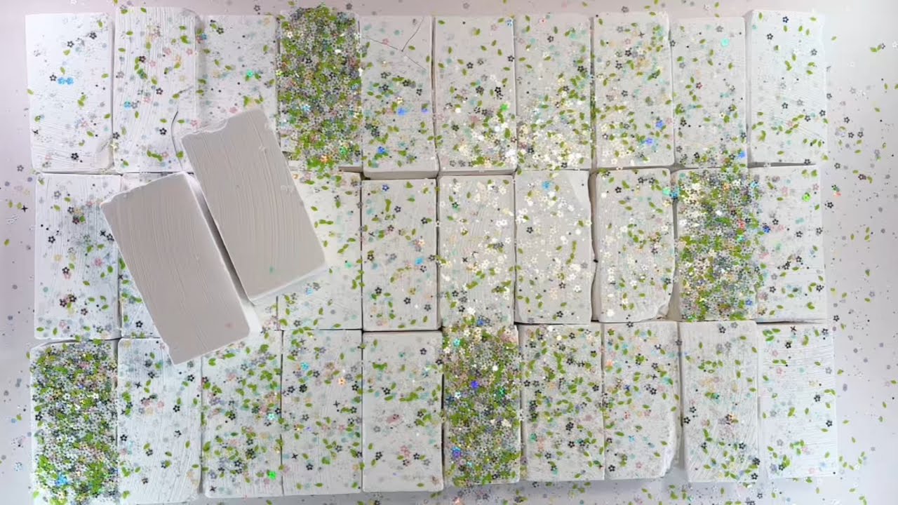 ASMR🪴32 Strips Crispy PJ&Green Small Floral Glitter | Gym Chalk Crush | Sleep Aid | GC2
