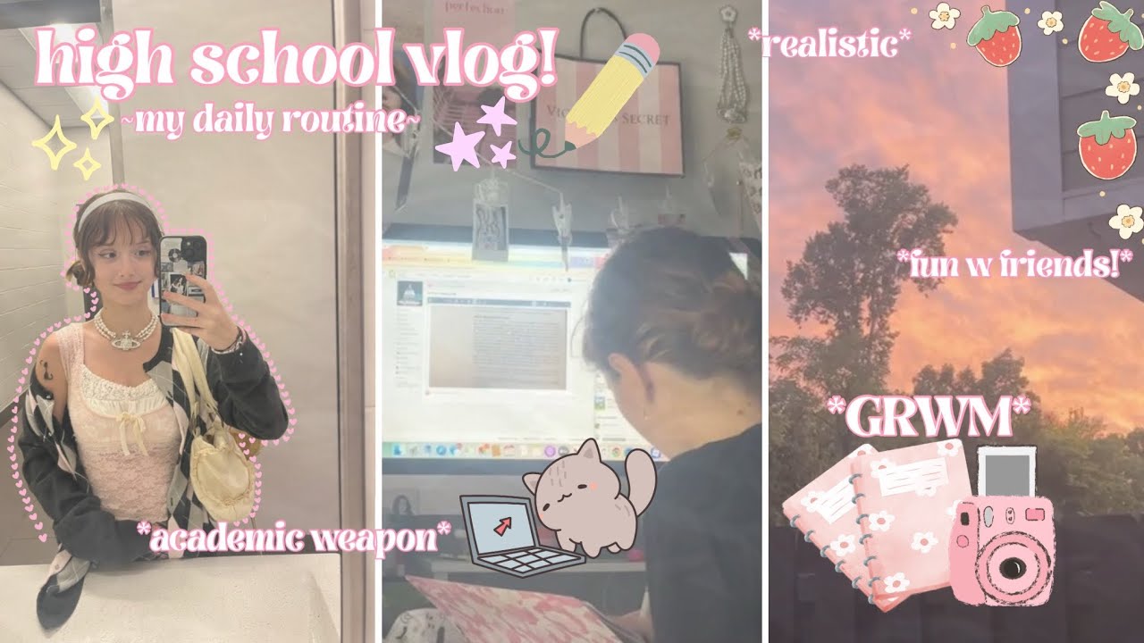 HIGH SCHOOL day in my life VLOG! ✮📓✐*senior year* studying, friends, morning+night routine