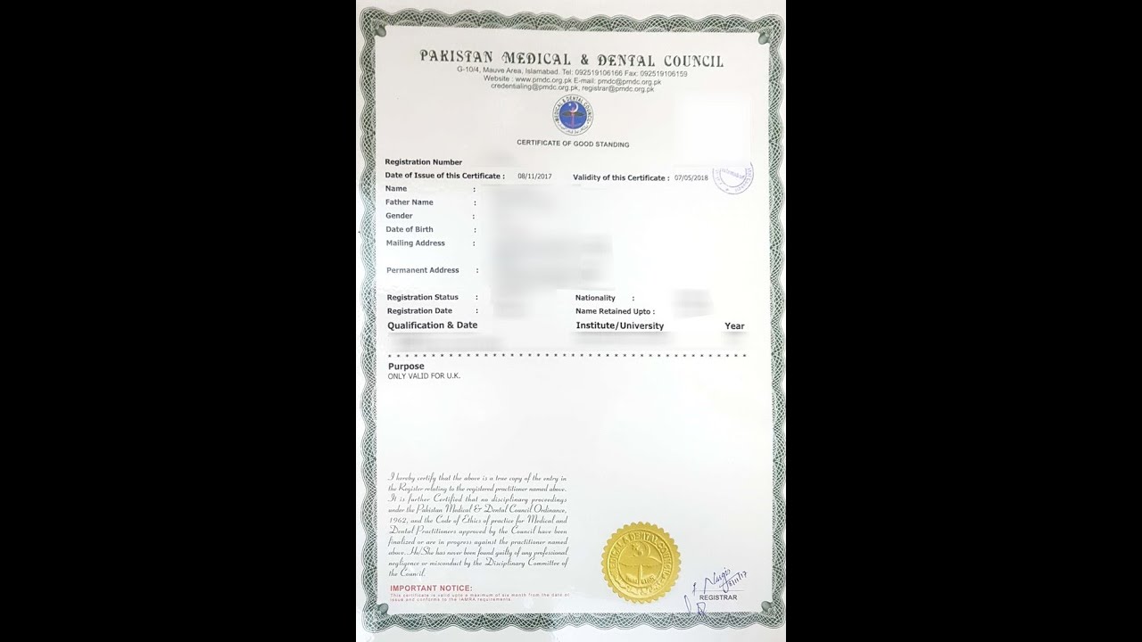 How to apply for Good Standing certificate online from PMDC