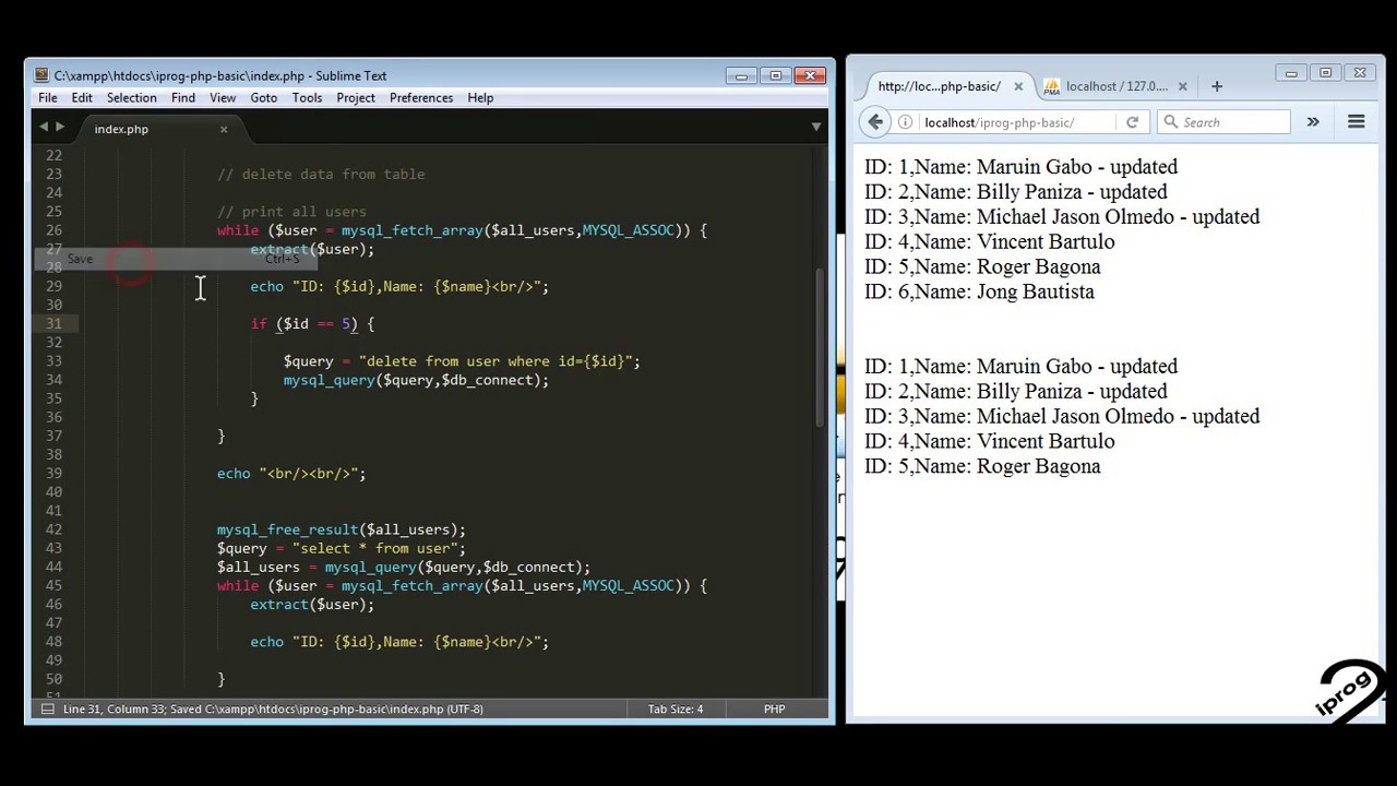 tutorial 54   iprog php deleting data from the table in mysql