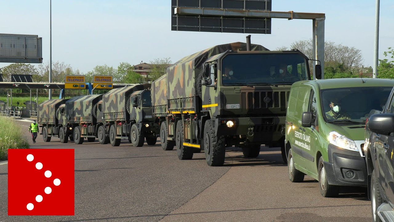 Nuovo trasferimento feretri: mezzi militari al casello Bergamo