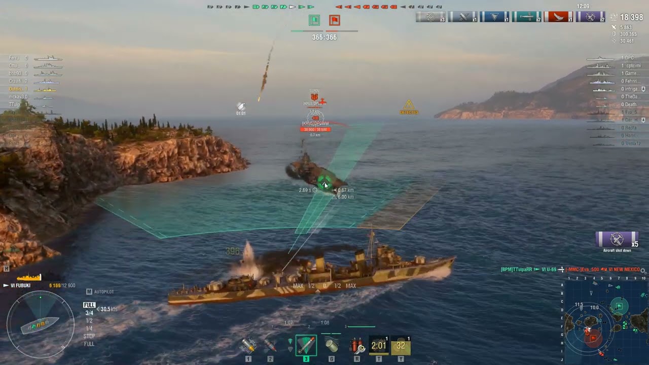 Fubuki 6 kills and close finish. Nearly a game of throws.
