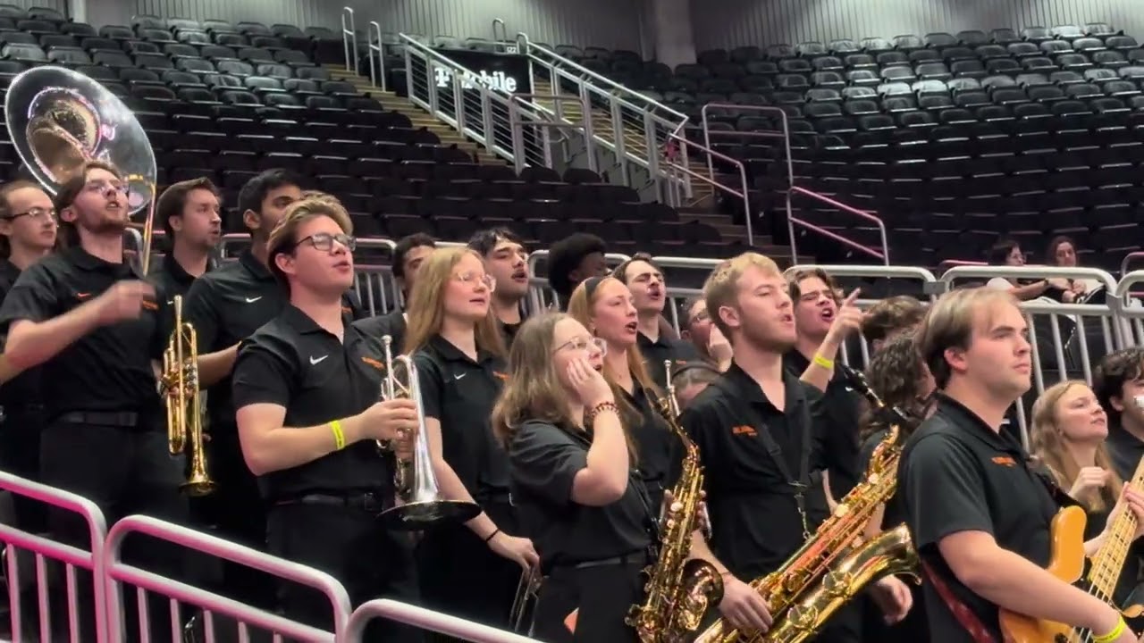 2026 Big XII Tournament. The Oklahoma State Pep Band play Rock n Roll pt. 2 and the state song