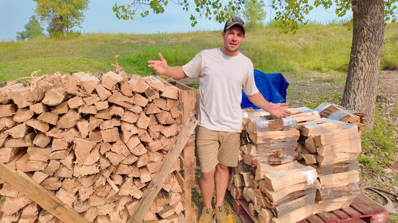 The Perfect way to Stack each Face Cord. Stacking and bundling Firewood