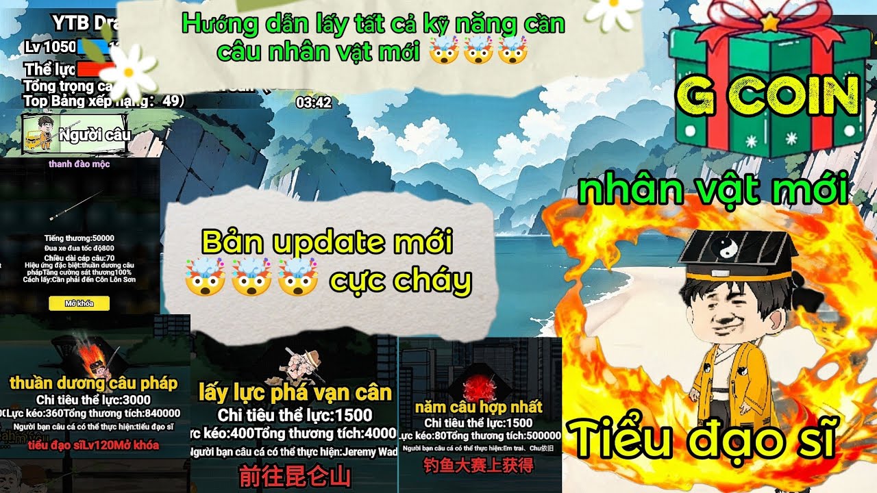 DragonGamer Hướng dẫn Tất tần tật về Update mới mở khoá Tiểu Đạo sĩ,cần,kỹ năng Trong Câu cá vạn cân