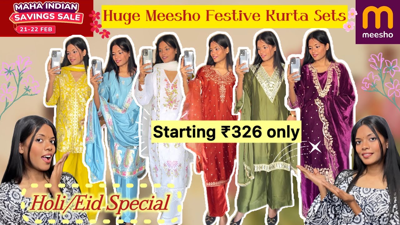 Huge Meesho Festive Kurta Sets Haul✨HOLI/EID SPECIAL |Starting ₹326 Only| ODIL EKKA #meesho #yt 