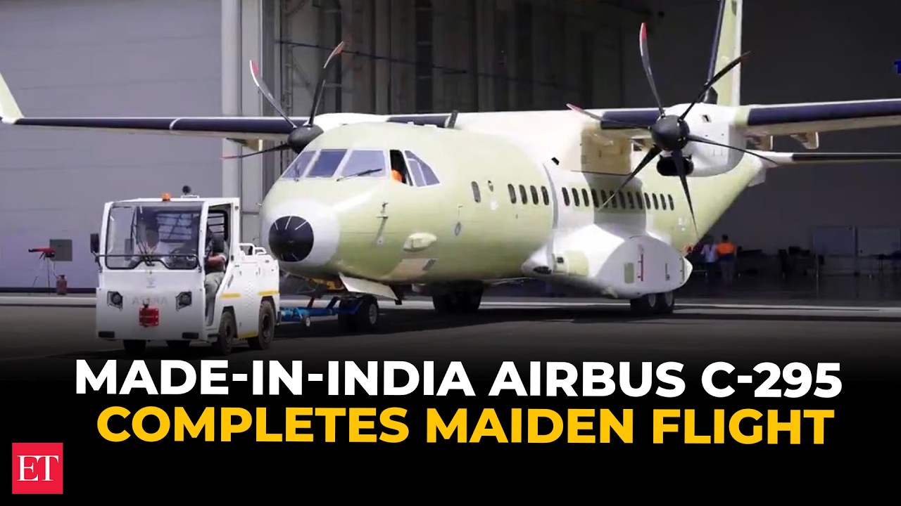 Первый произведенный в Индии военно-транспортный самолет Airbus C-295 совершил свой первый испыта...