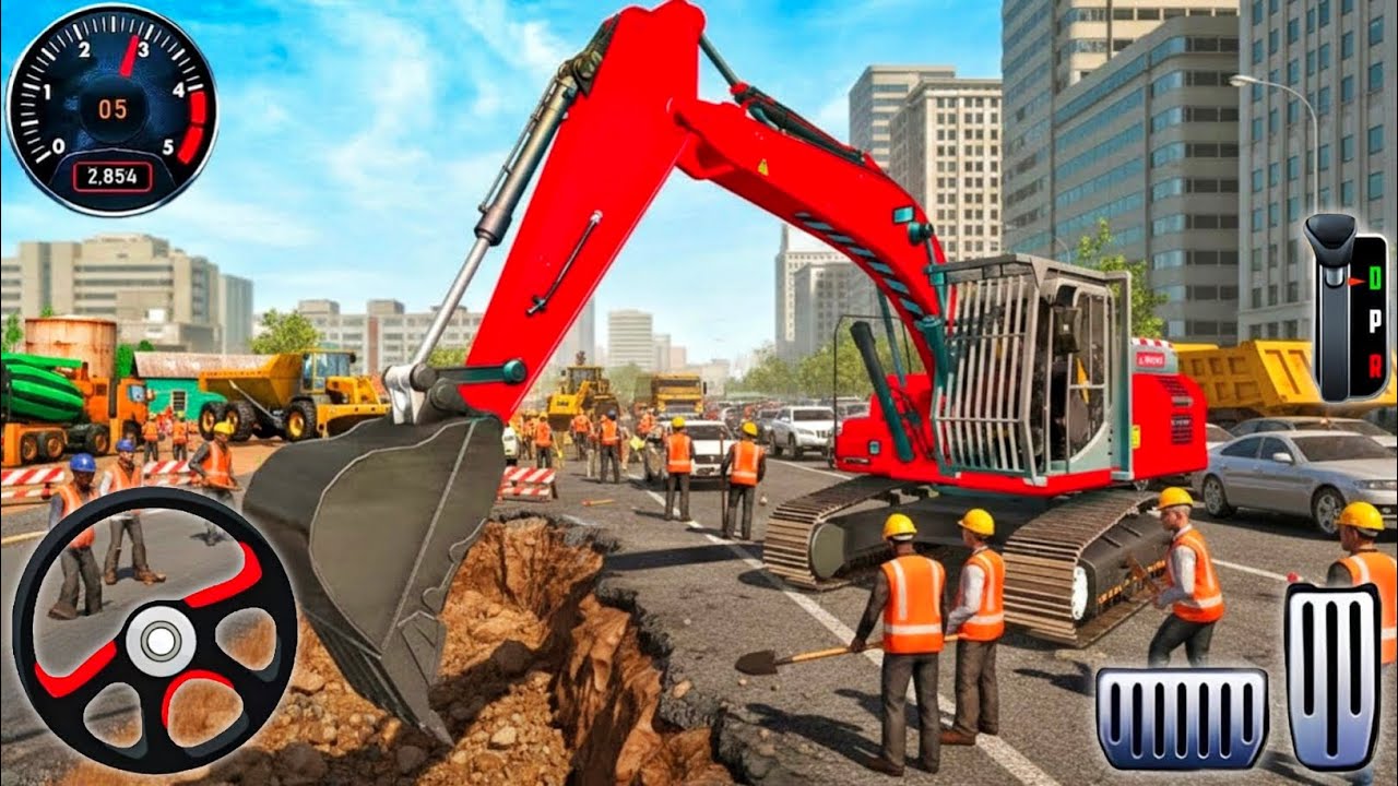 Road Builder Construction JCB 3D - City Highway Excavator Simulator - Android GamePlay