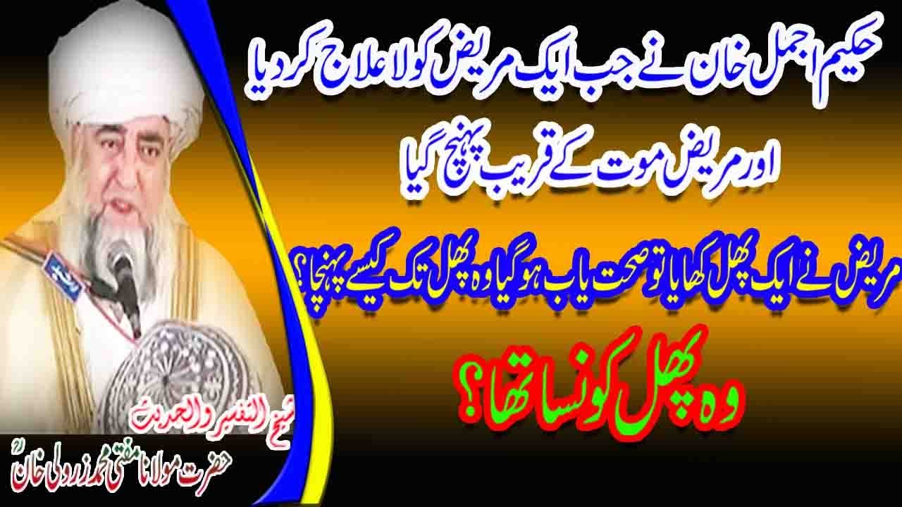Hakeem Ajmal Khan ne Jab Ek Mareez ko La Ilaj ker dia By Mufti Zarwali Khan RA