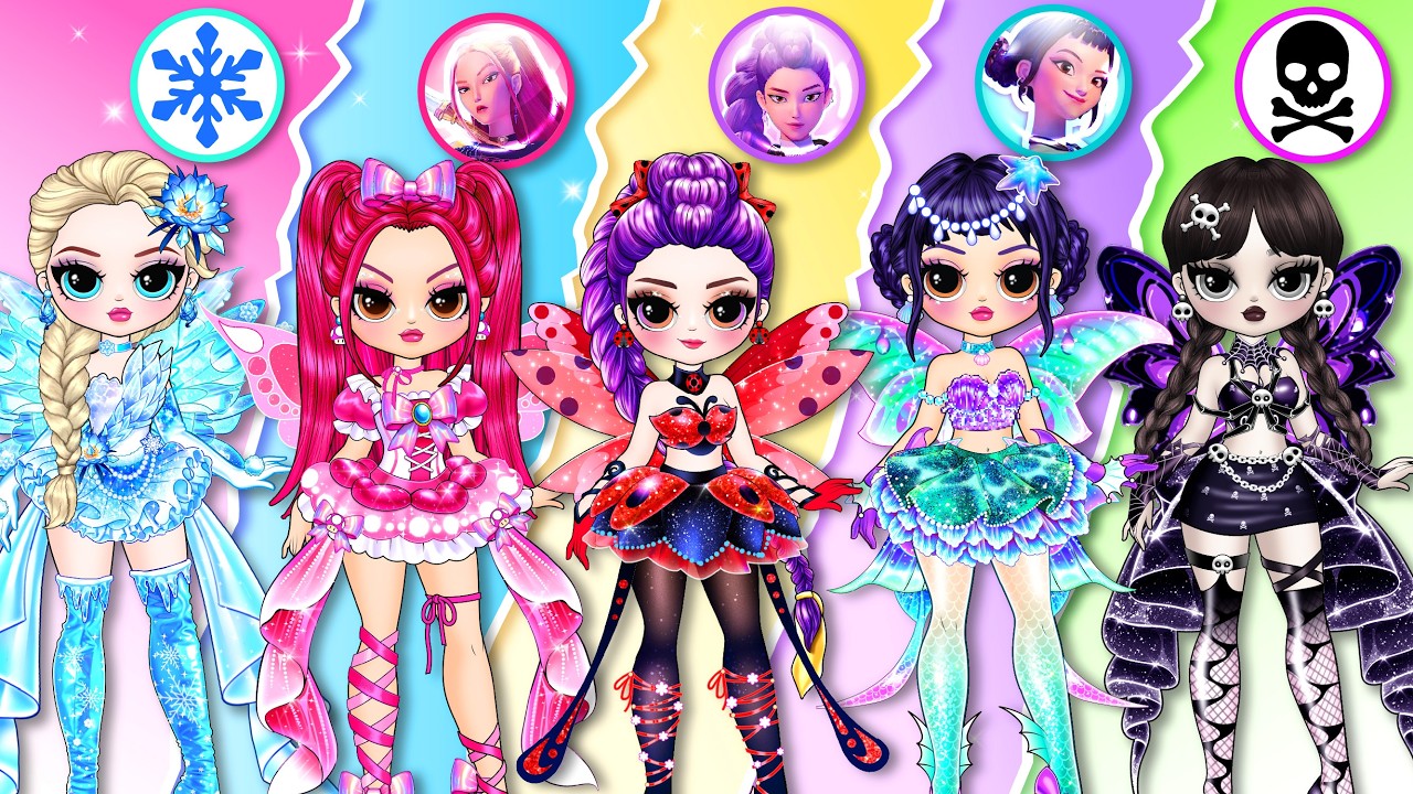K-Pop Demon Hunters: Huntrix Fairy Fashion Glow Up! | DIY Fashion Paper Dolls
