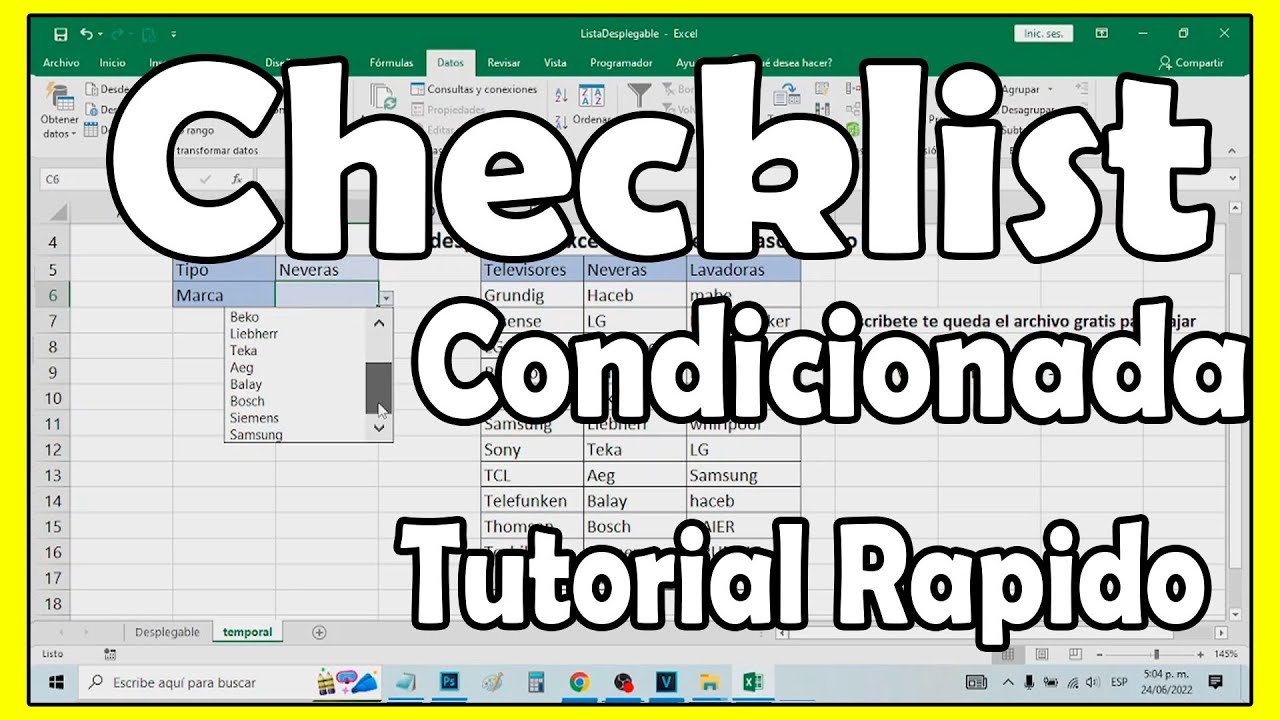 Lista desplegable Excel Condicionada paso a paso - comoconfigurar